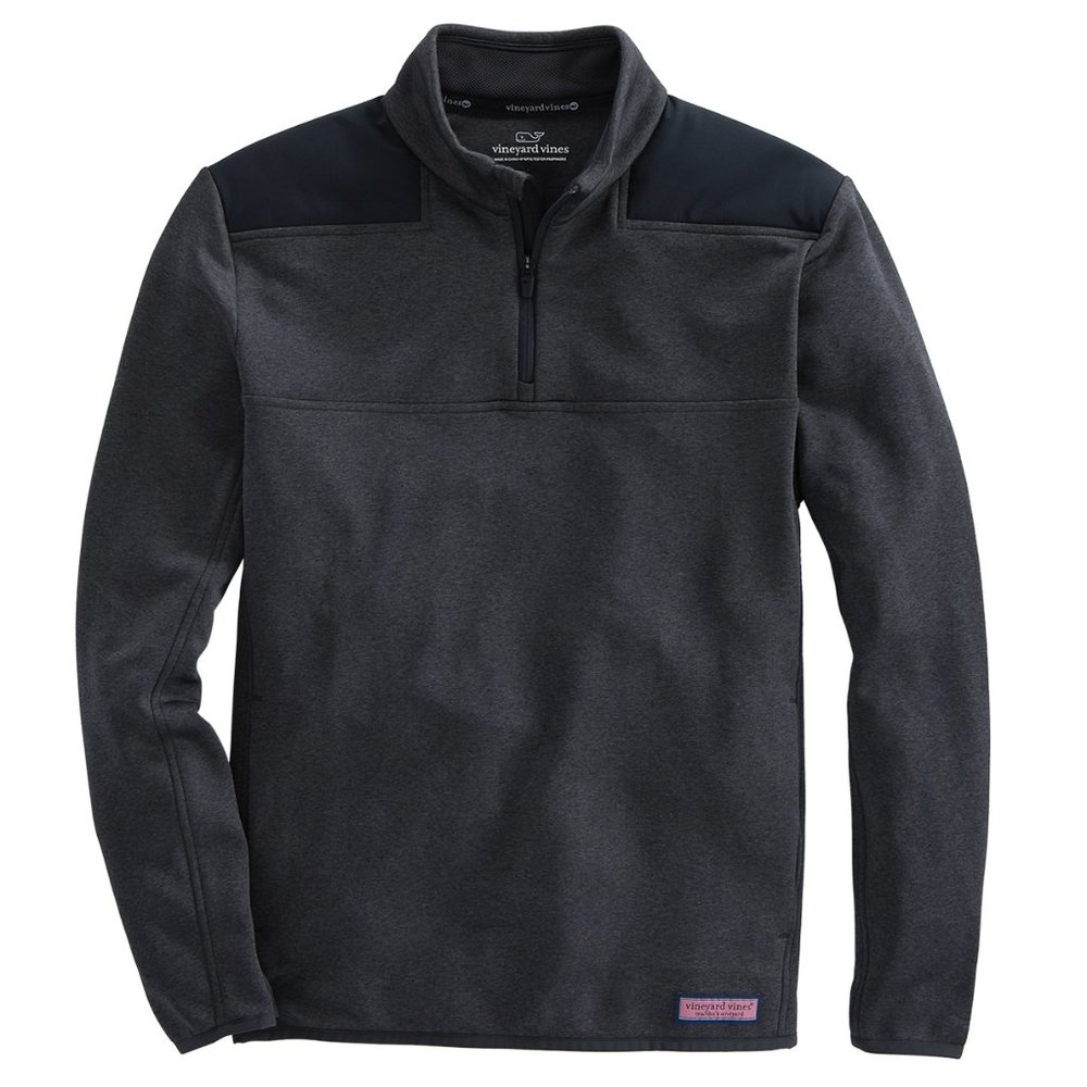 VINEYARD VINES Performance Fleece Shep Shirt 1/4 Zip Pullover Charcoal Heather